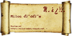 Milos Ádám névjegykártya
